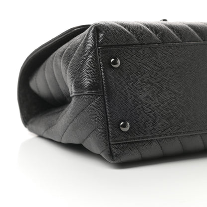 Chanel Caviar Chevron Quilted Small Coco Handle Flap So Black 9 of 13