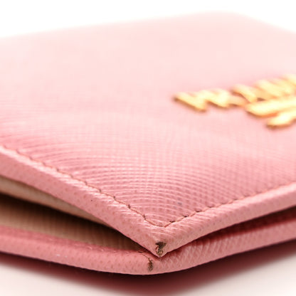 Prada Saffiano Metal Compact Snap Bi-Fold Wallet Peonia 9 of 10
