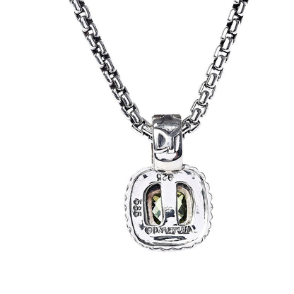 David Yurman Sterling Silver 14K Yellow Gold 7mm Peridot Albion Enhancer Pendant Necklace 6 of 6