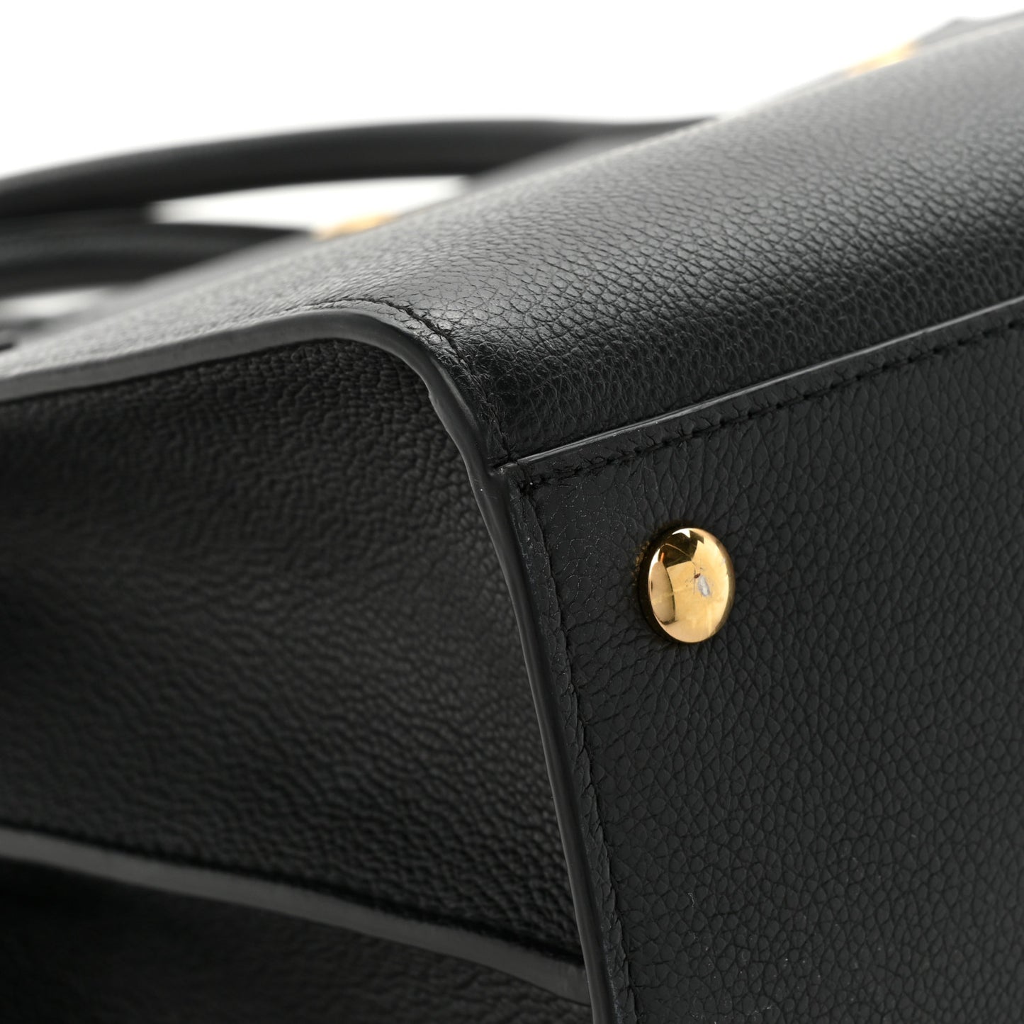 Grainy Calfskin Large Title Tote Black