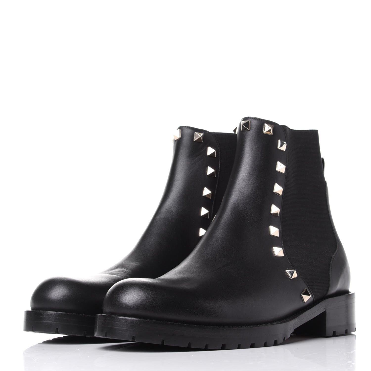Valentino Garavani Calfskin Rockstud Beatle Chelsea 20mm Ankle Boots 36.5 Black 3 of 10