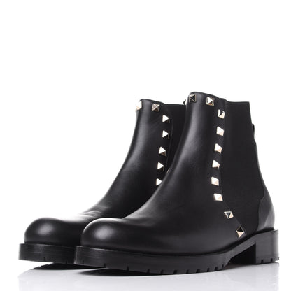 Valentino Garavani Calfskin Rockstud Beatle Chelsea 20mm Ankle Boots 36.5 Black 3 of 10