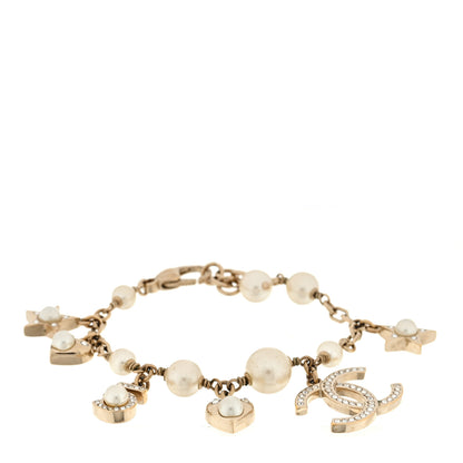 Chanel Crystal Pearl CC Charming Bracelet Gold 1 of 3