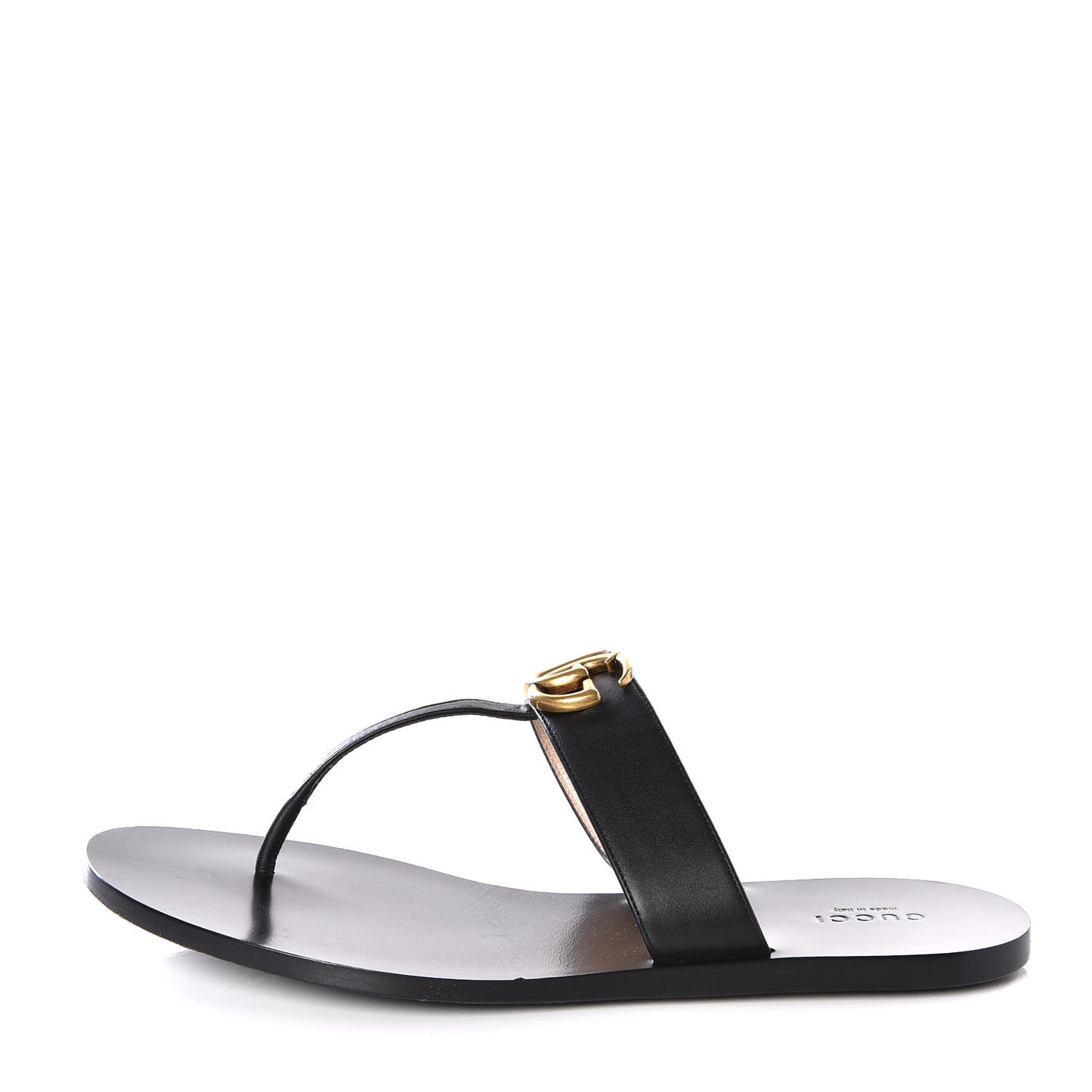Calfskin GG Marmont Thong Sandals 39.5 Black