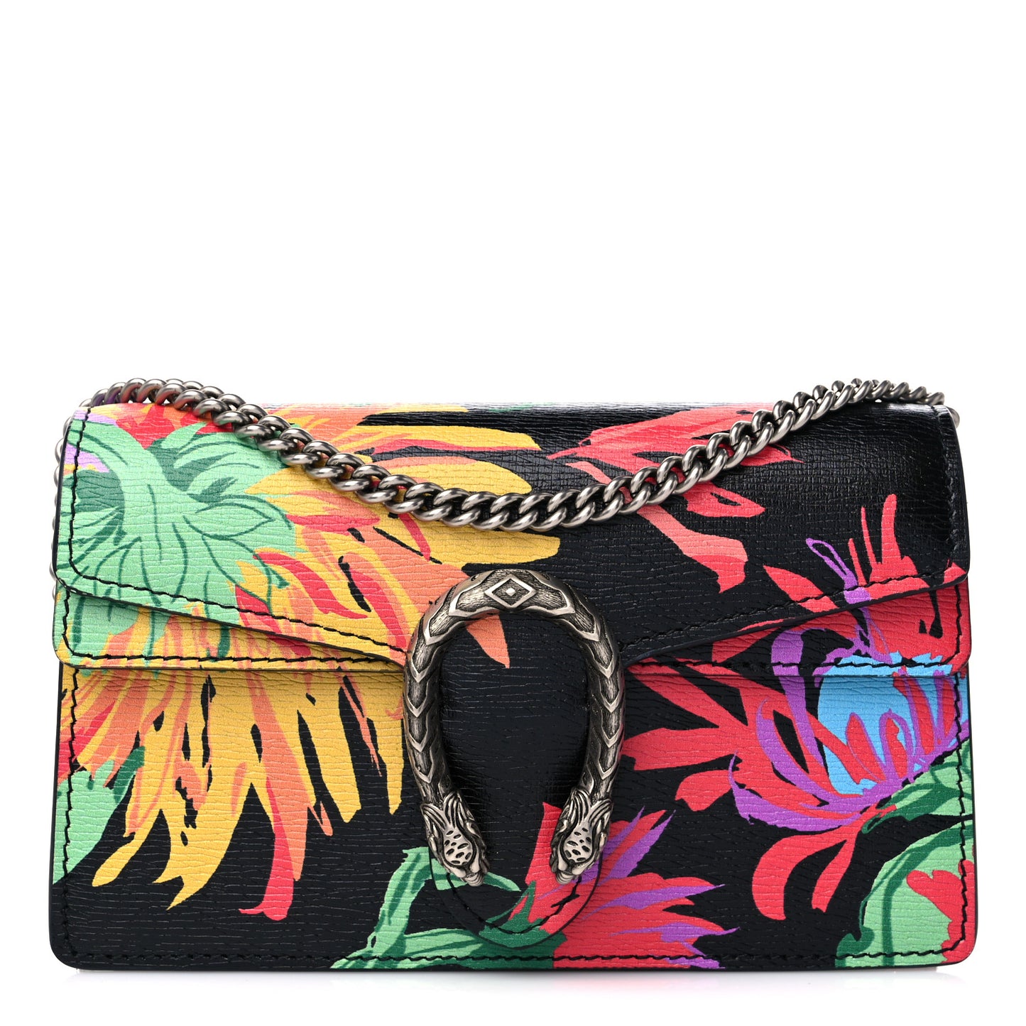 X KEN SCOTT New Shangai Calfskin Jenny Floral Print Super Mini Dionysus Shoulder Bag Black Pink