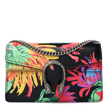Gucci X KEN SCOTT New Shangai Calfskin Jenny Floral Print Super Mini Dionysus Shoulder Bag Black Pink 1 of 9