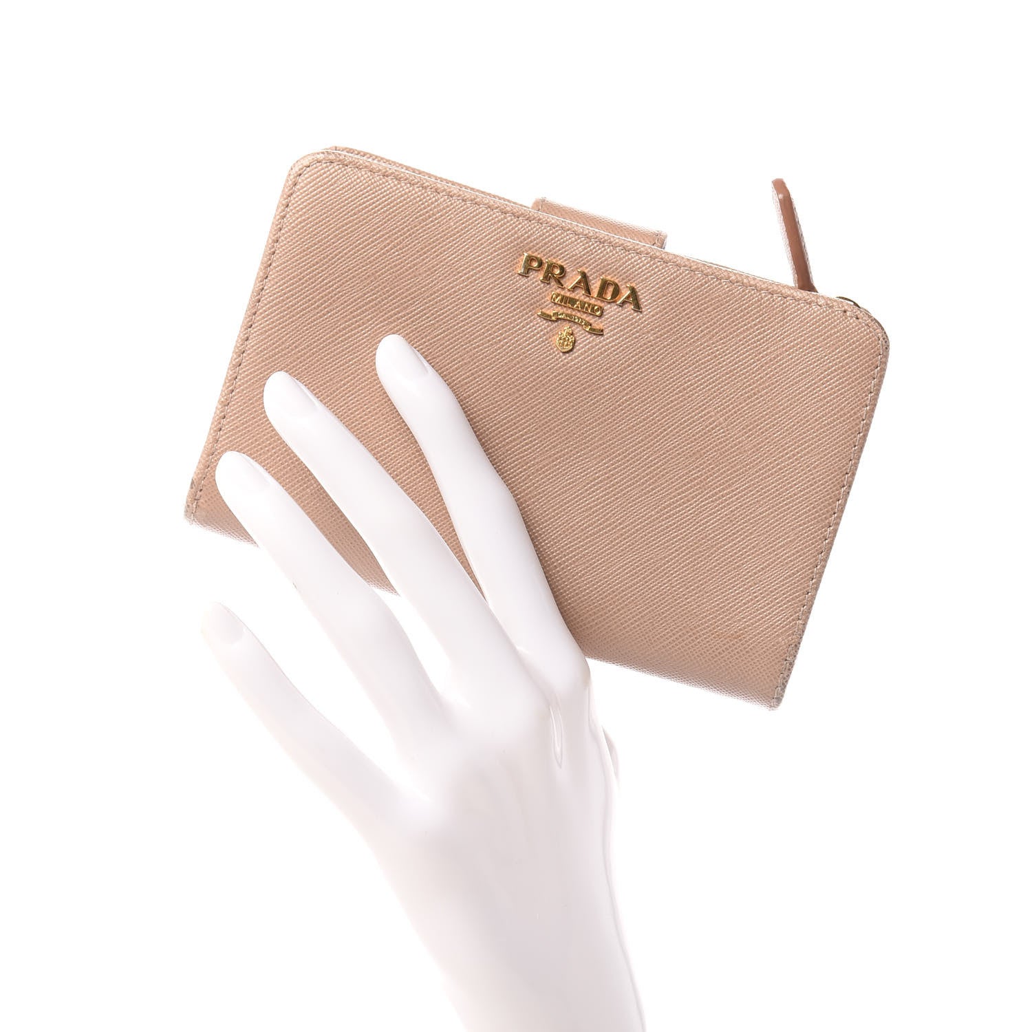 Prada Saffiano Metal Compact Wallet Cammeo 2 of 10