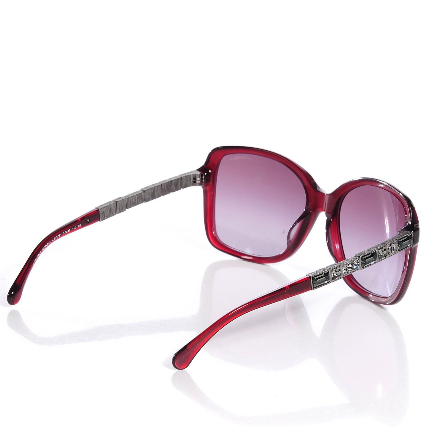 Chanel Crystal Baguette CC Square Sunglasses 5308 Red 2 of 7