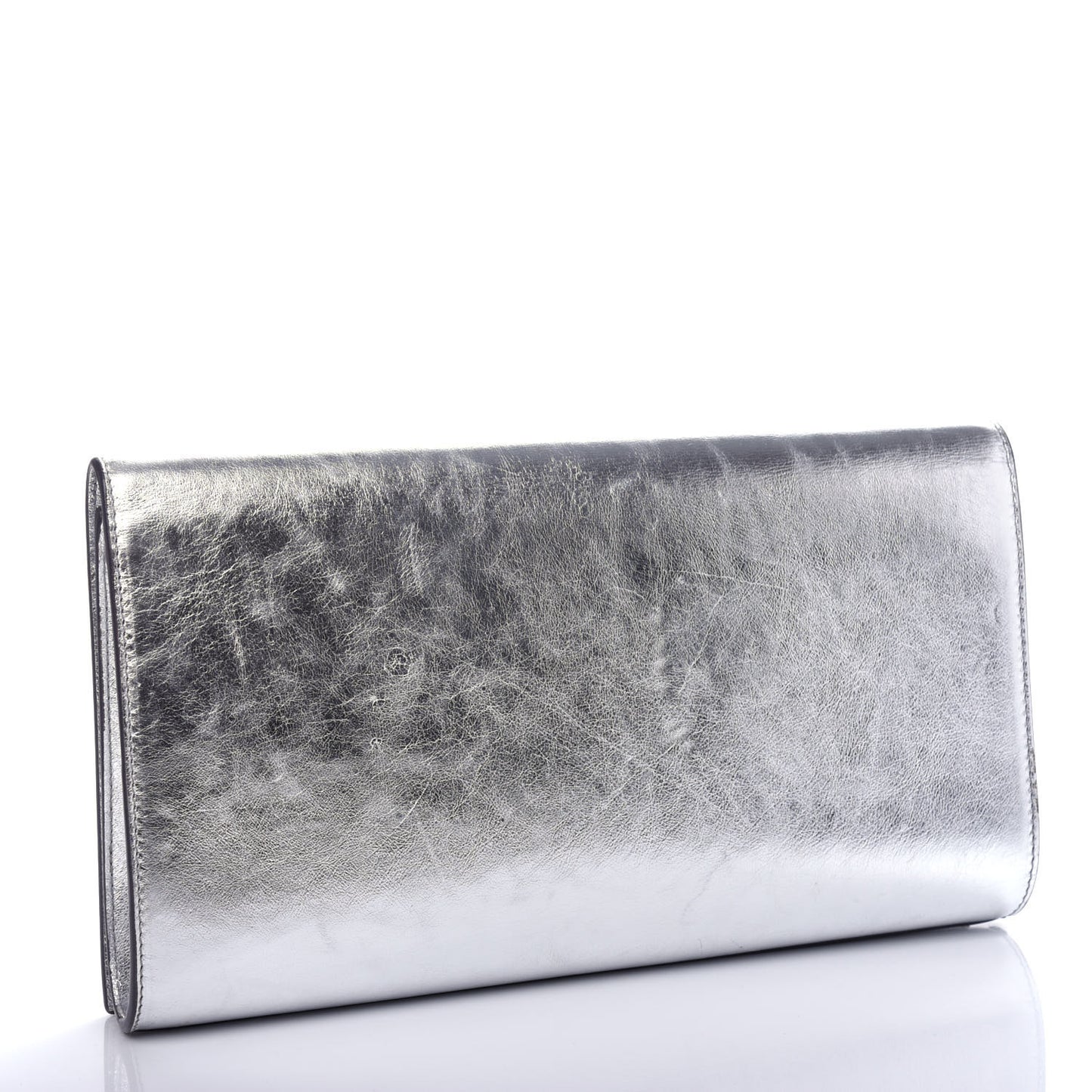 Metallic Calfskin Monogram Large Belle De Jour Clutch Silver