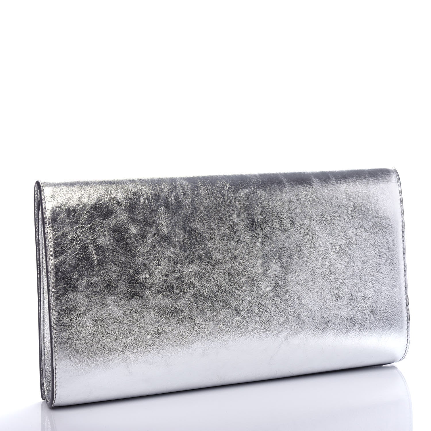 Saint Laurent Metallic Calfskin Monogram Large Belle De Jour Clutch Silver 3 of 9