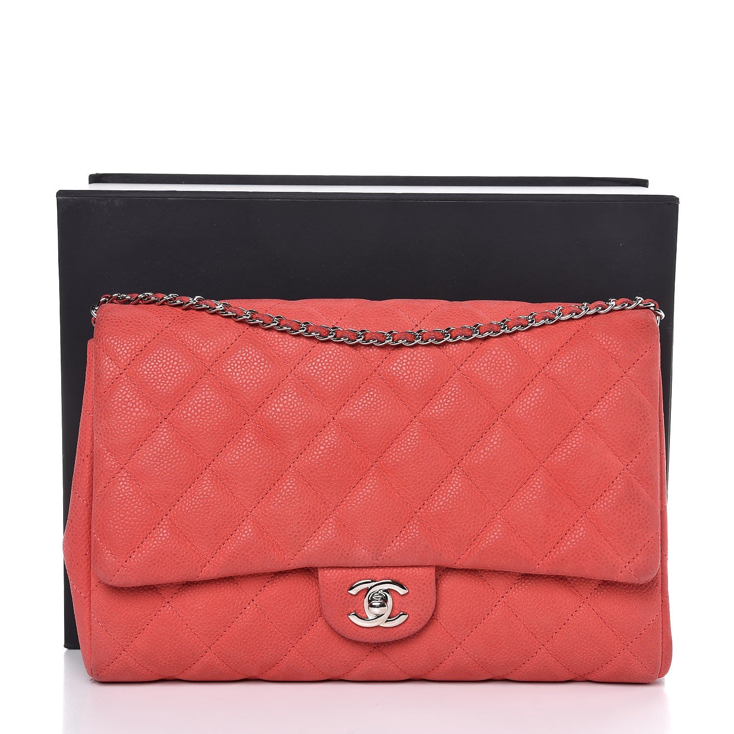 Chanel Iridescent Caviar Clutch with Chain Flap Red 12 of 12