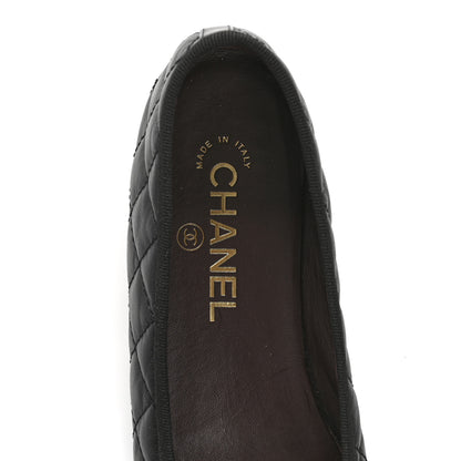 Chanel Aged Calfskin Quilted CC Cap Toe Ballerina Flats 37 Black 7 of 10