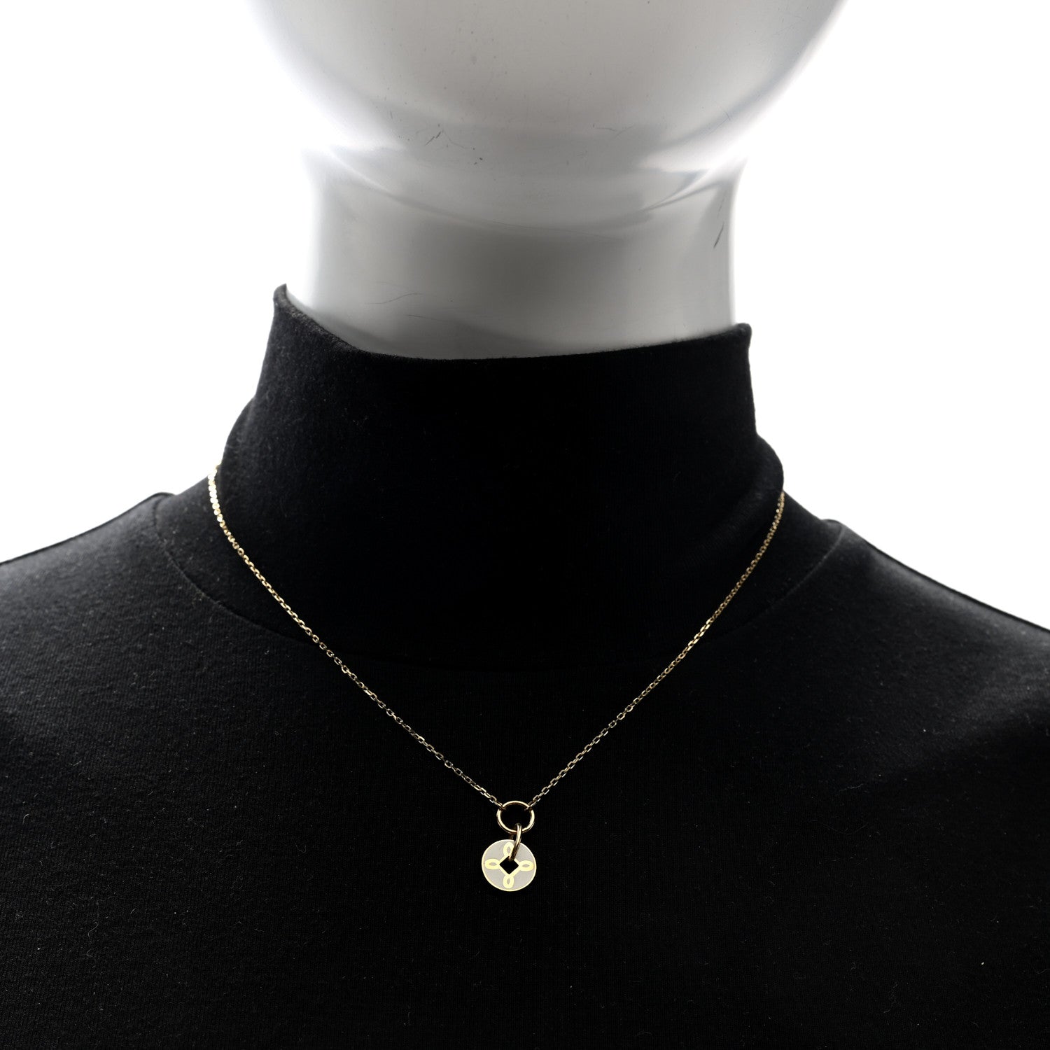 Foundrae 18K Yellow Gold Enamel Petite Champleve True Love Knot Necklace White 2 of 5