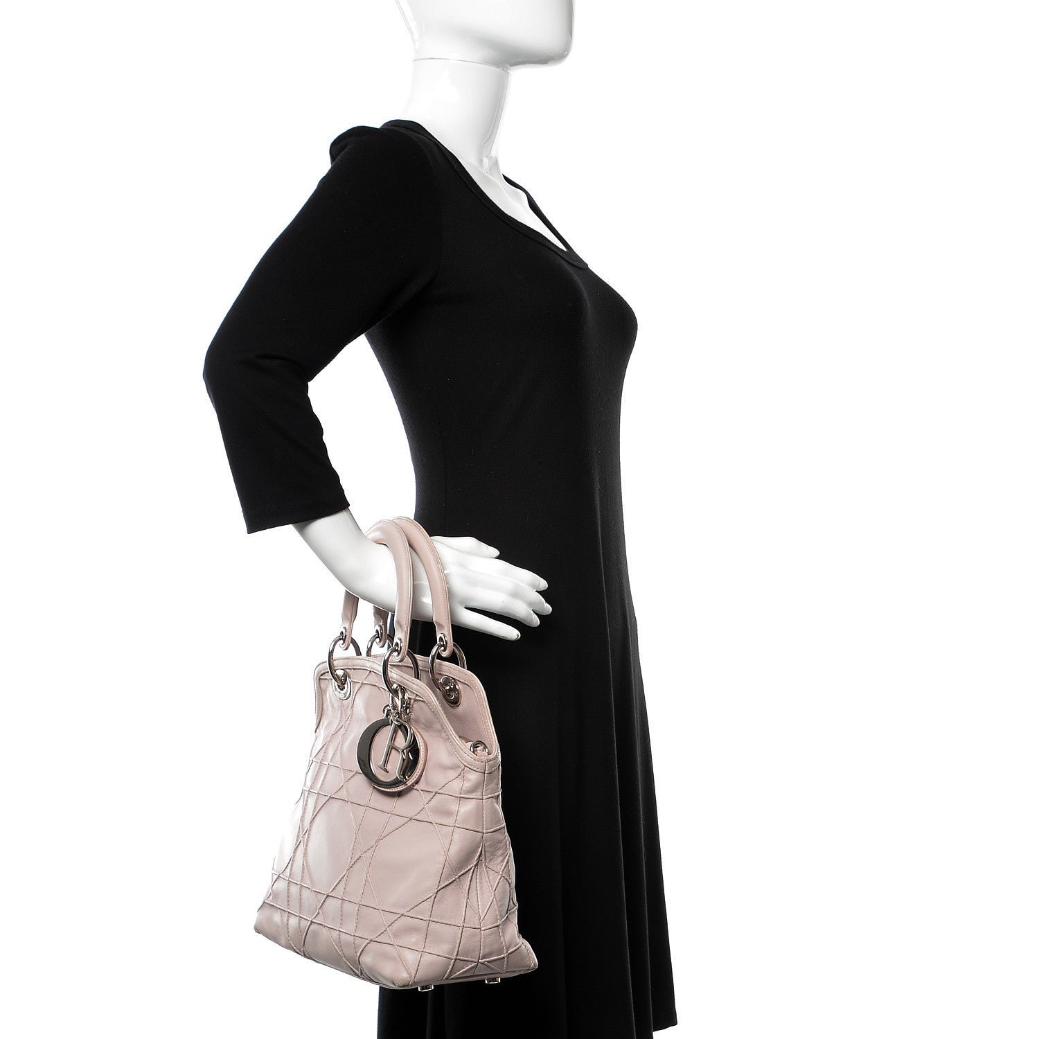 Christian Dior Lambskin Cannage Medium Granville Tote Pink 3 of 28