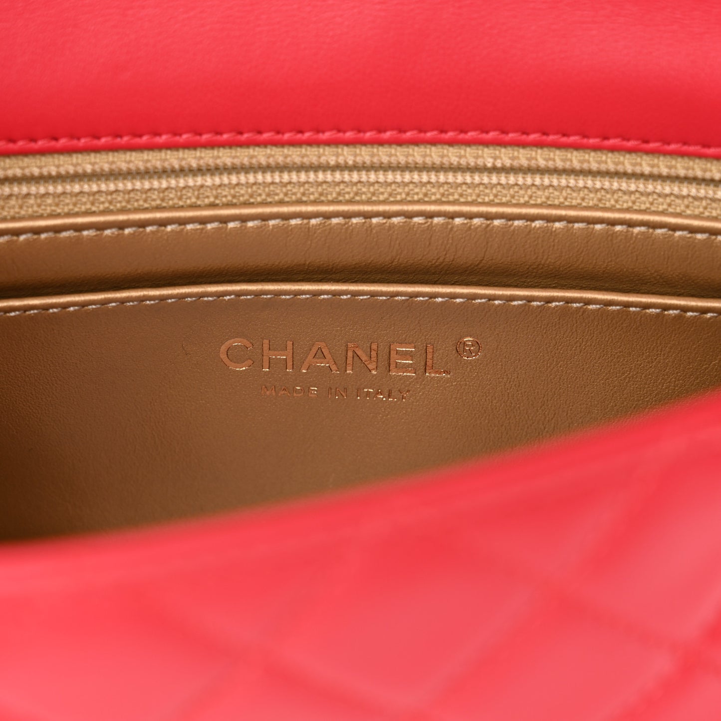 Lambskin Quilted Mini Rectangular Pearl Crush Flap Red