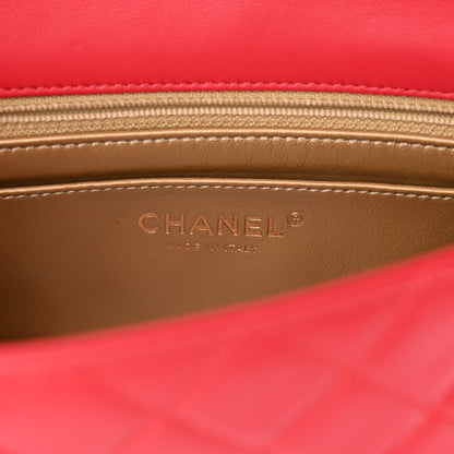 Chanel Lambskin Quilted Mini Rectangular Pearl Crush Flap Red 6 of 11
