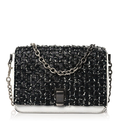 Proenza Schouler Lambskin Woven Small Courier Shoulder Bag Black White 1 of 12