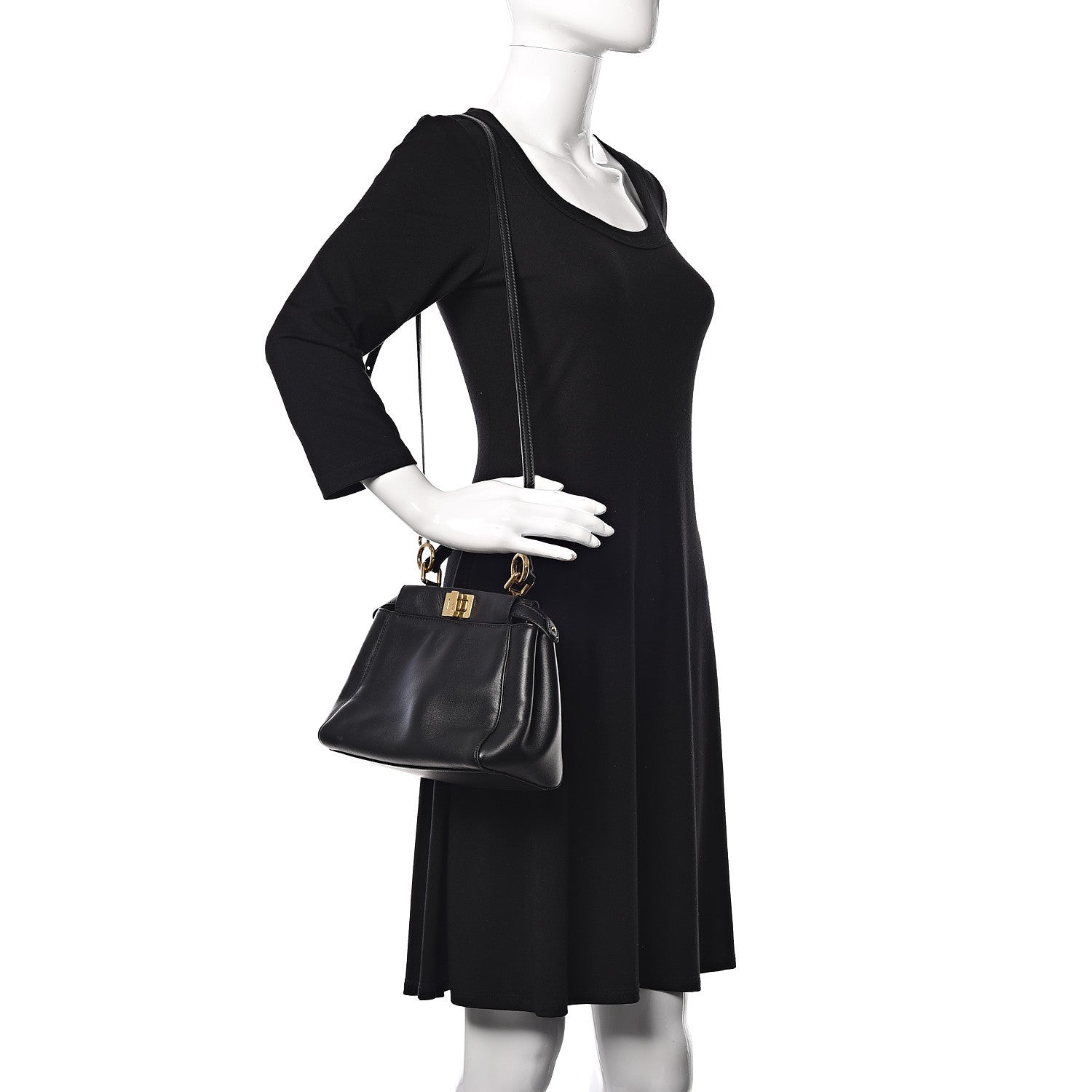 Fendi Nappa Mini Peekaboo Iconic Satchel Black 2 of 18