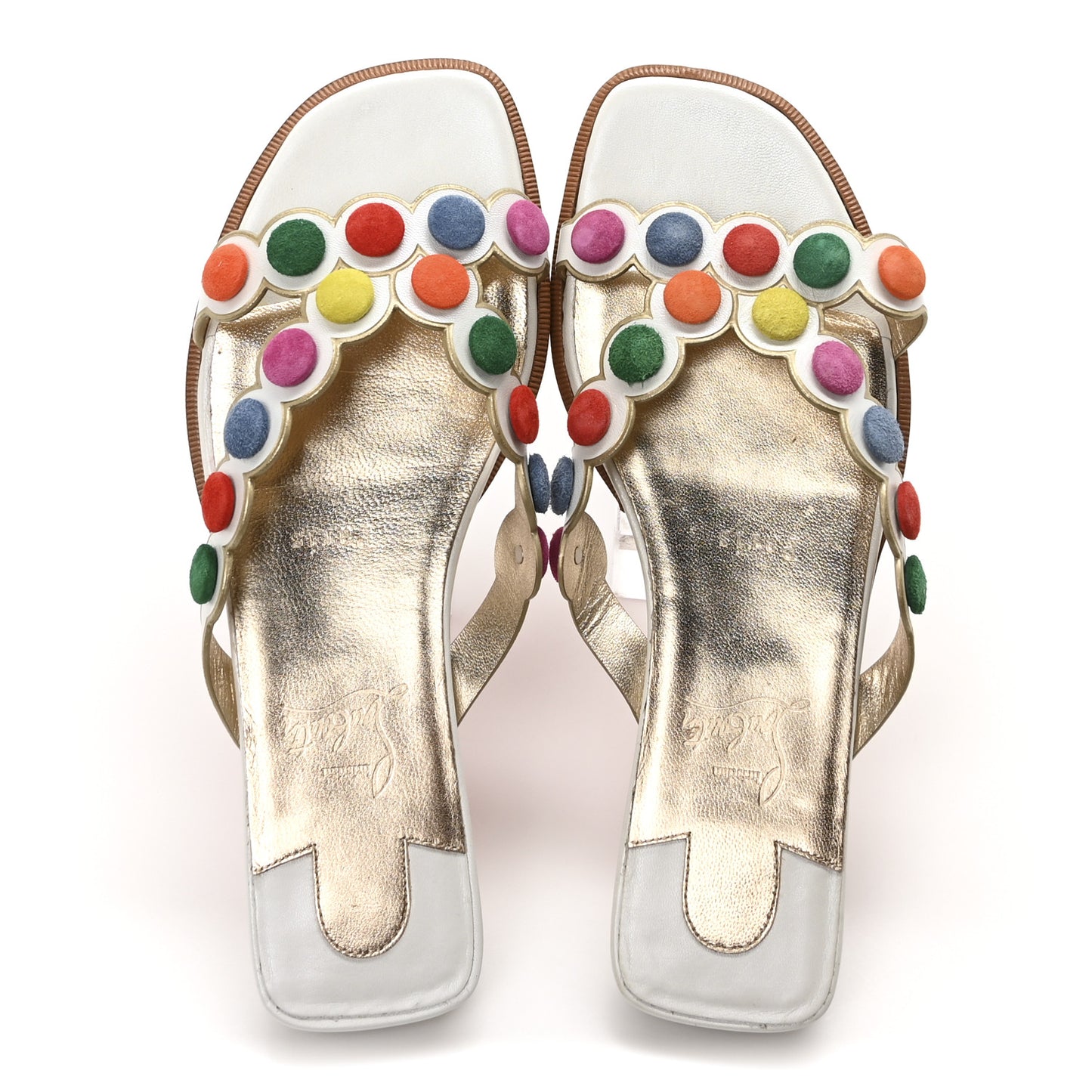 Kid Suede Smarta Flat Sandals 36.5 White Multicolor