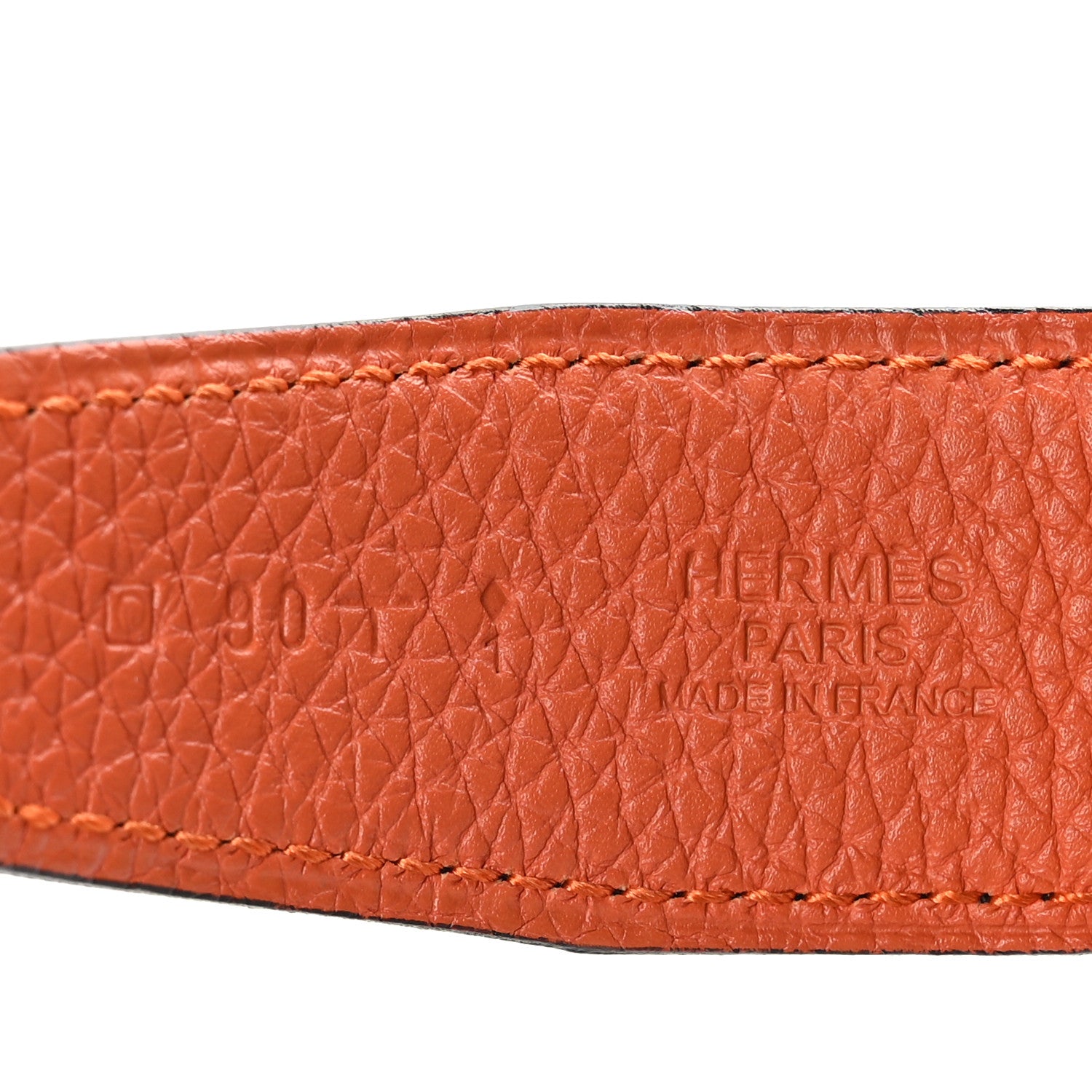 Hermes Box Togo 32mm H Belt 90 36 Black Orange 3 of 5