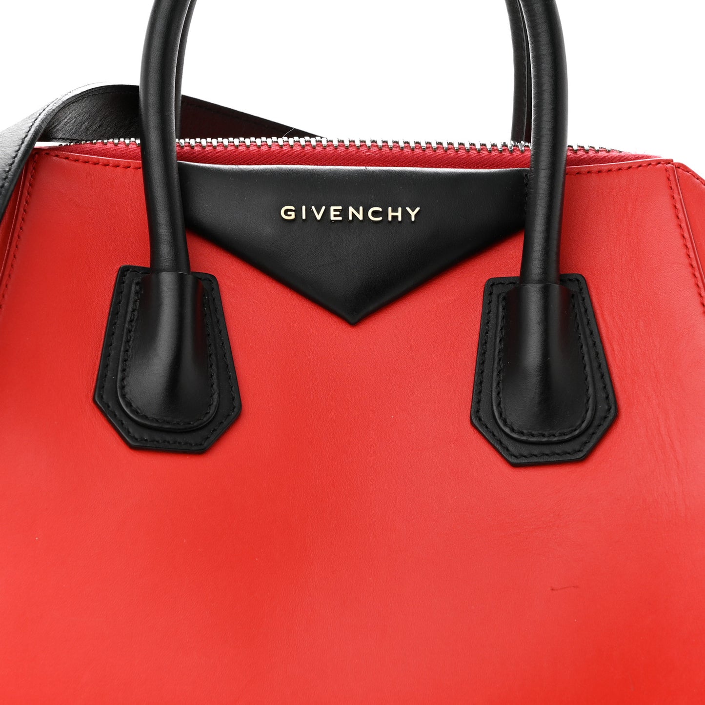 Smooth Calfskin Small Bi-Color Antigona Red Black