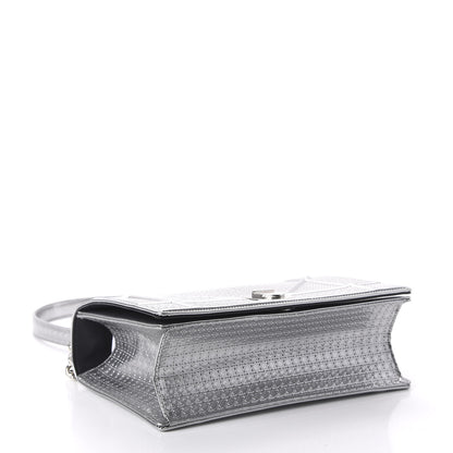Christian Dior Metallic Patent Micro-Cannage Medium Diorama Flap Bag Silver 4 of 9