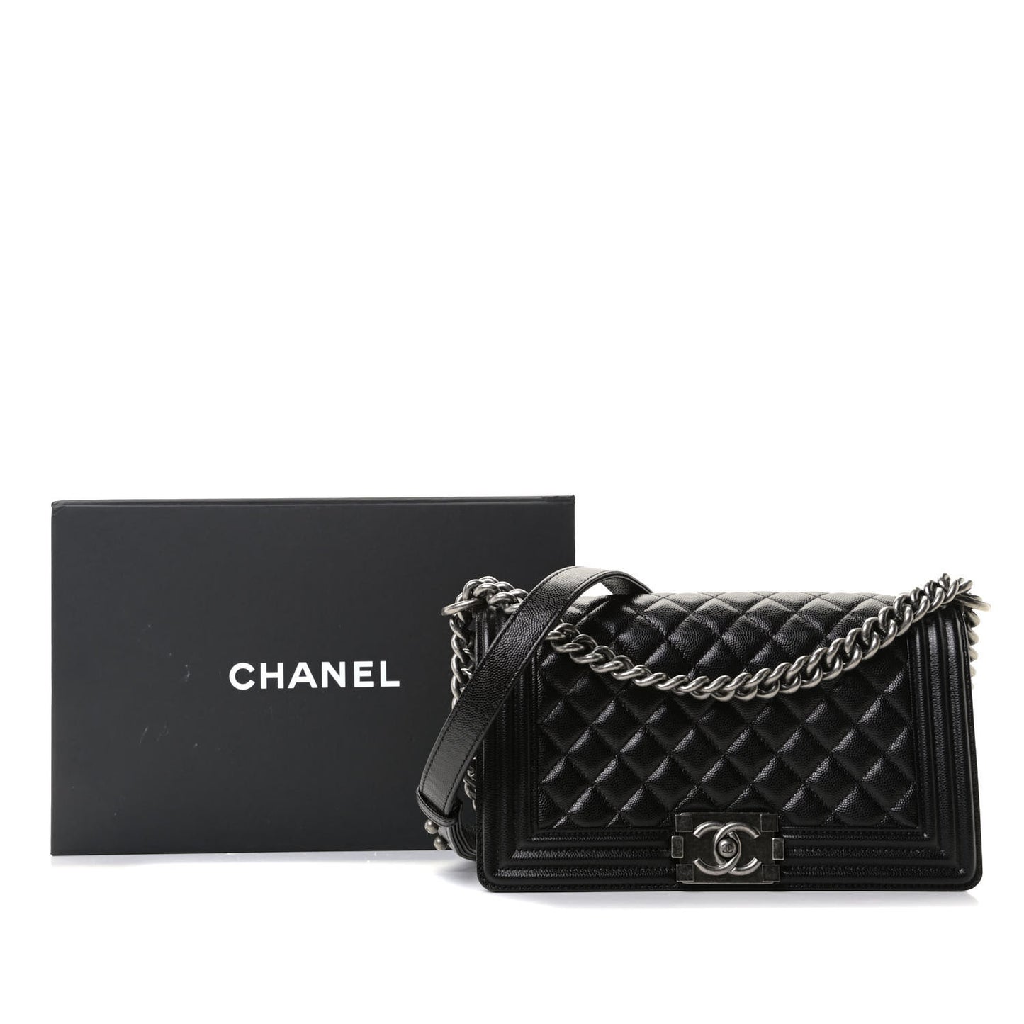 Caviar Quilted Medium Boy Flap Black
