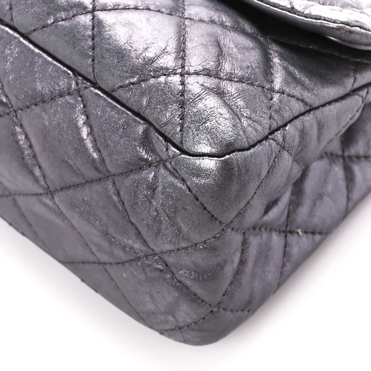 Chanel Metallic Aged Calfskin Quilted 2.55 Reissue 227 Flap Dark Silver 11 of 12