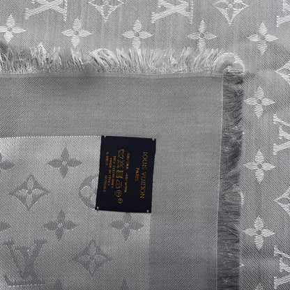 Louis Vuitton Wool Silk Monogram Denim Shawl Grey 3 of 3
