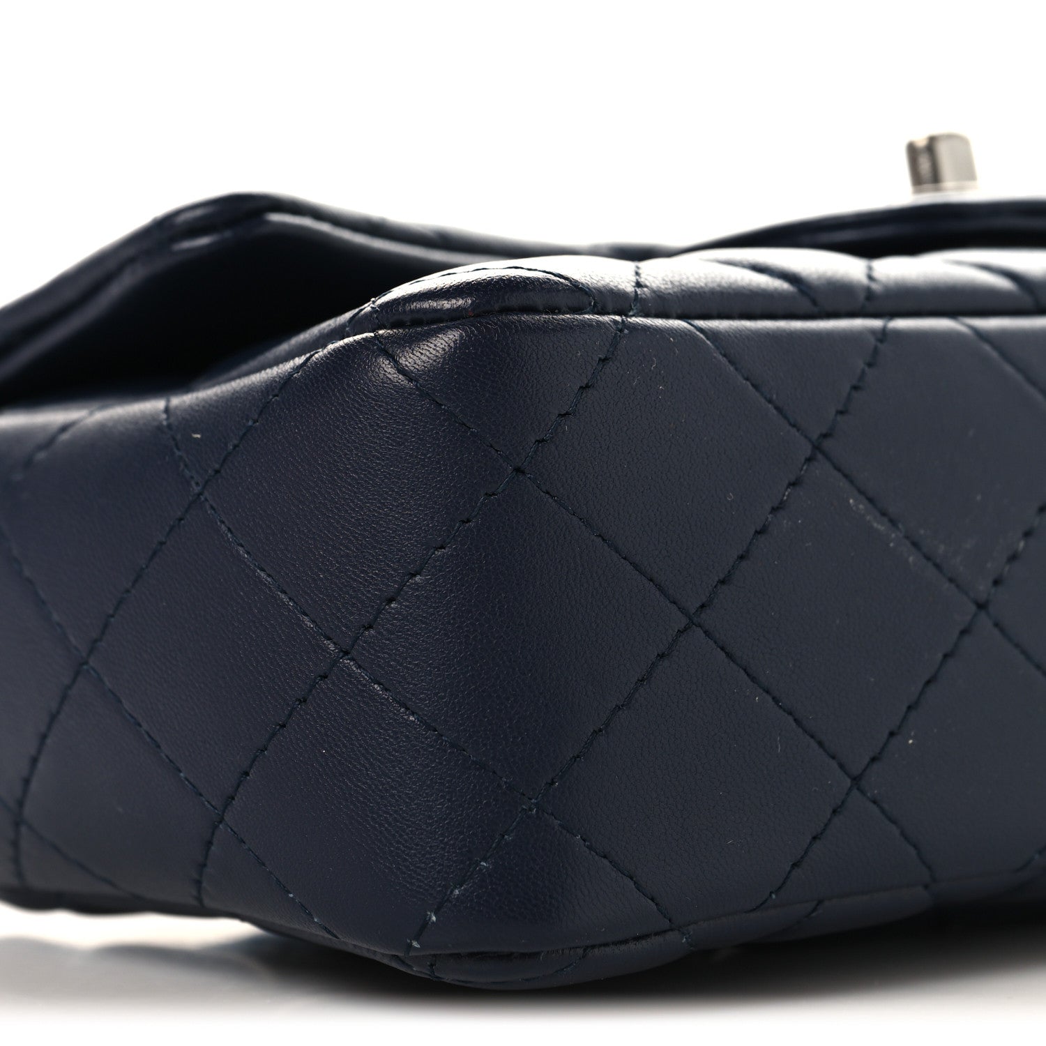 Chanel Lambskin Quilted Mini Rectangular Flap Dark Navy Blue 9 of 10