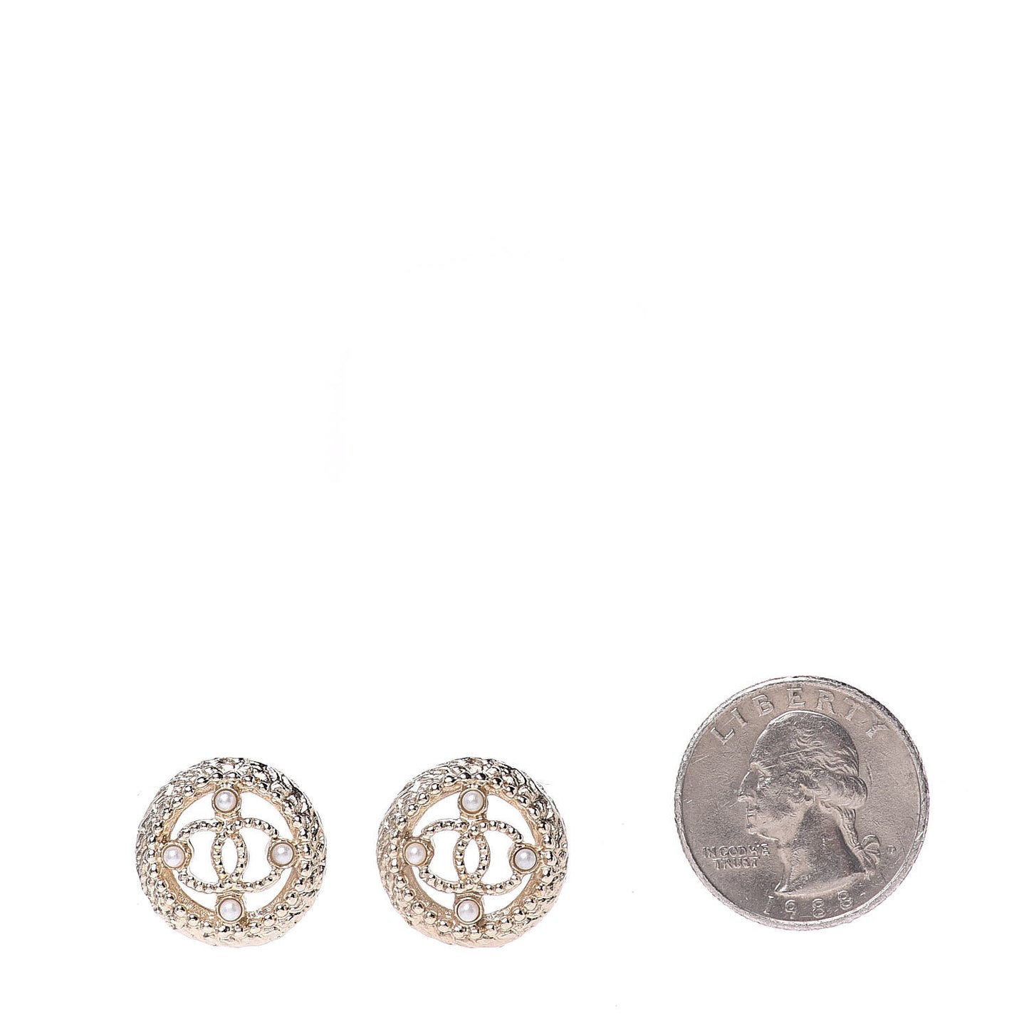 Pearl CC Round Rope Earrings Gold