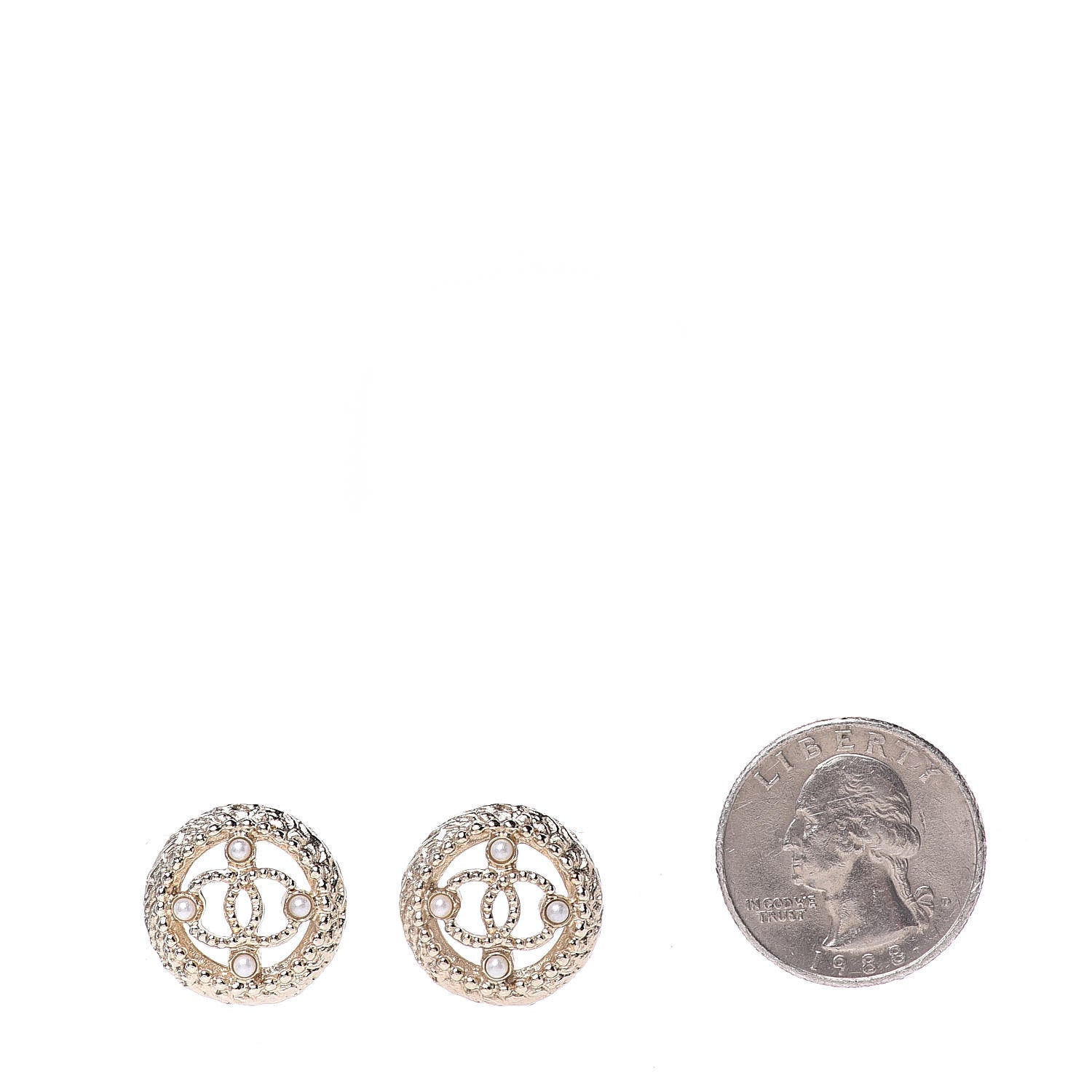 Chanel Pearl CC Round Rope Earrings Gold 2 of 5