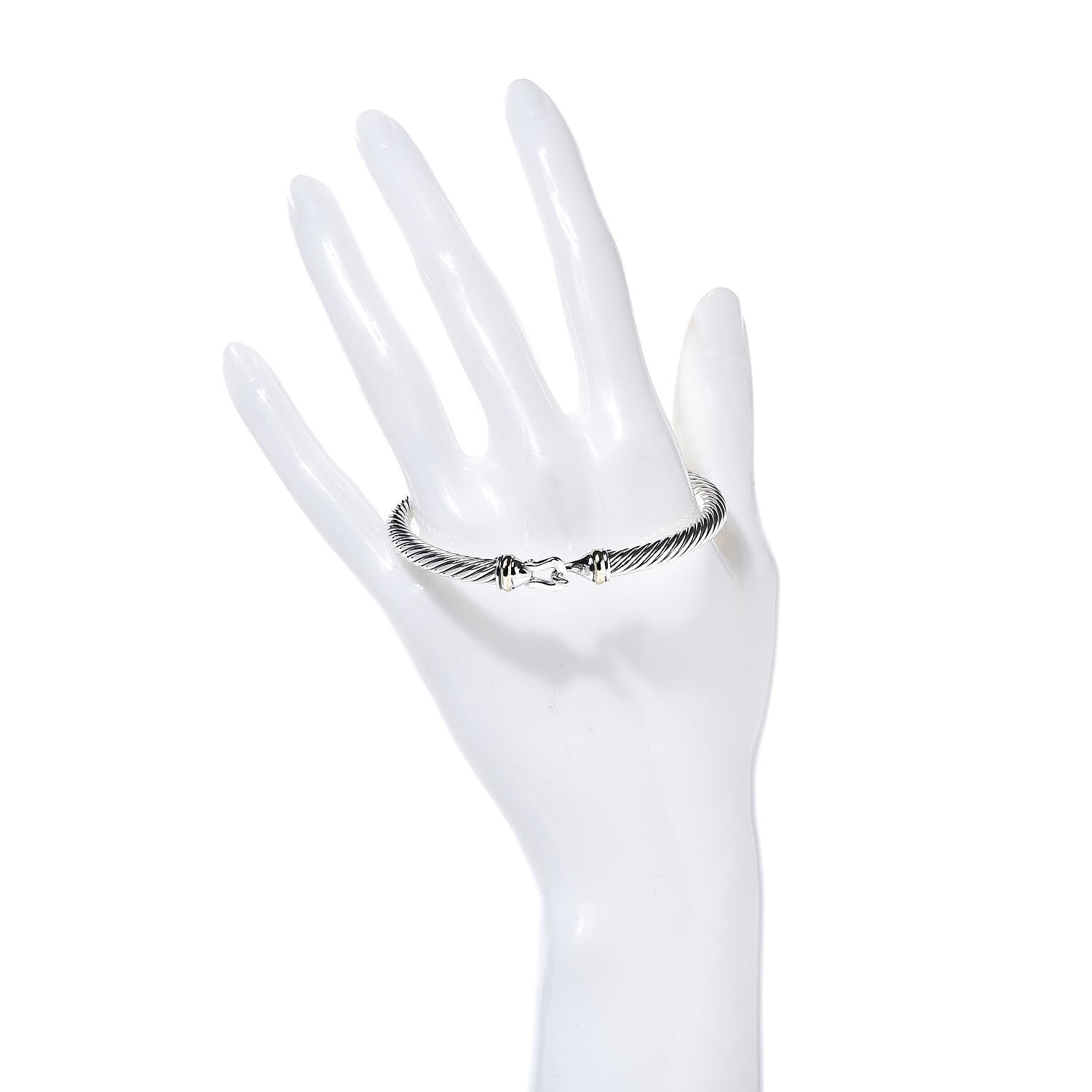 David Yurman Sterling Silver 18K Yellow Gold 5mm Cable Classic Buckle Bracelet 2 of 5