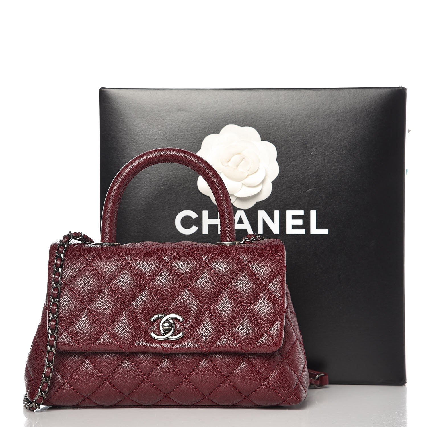 Chanel Caviar Quilted Mini Coco Handle Flap Burgundy 9 of 9