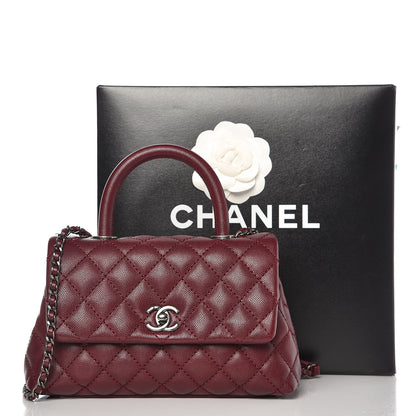 Chanel Caviar Quilted Mini Coco Handle Flap Burgundy 9 of 9