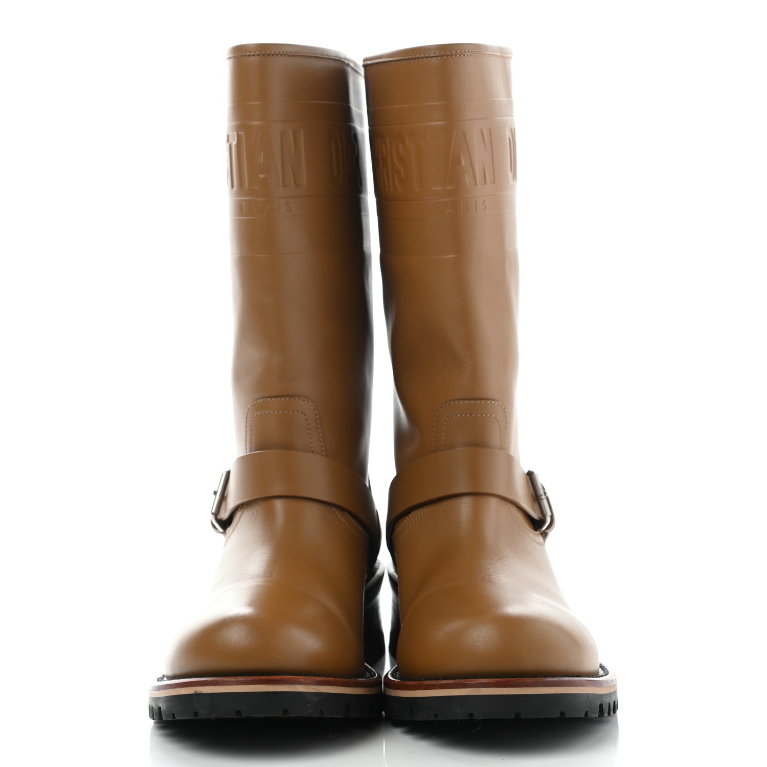 Christian Dior Calfskin Embossed Dior Quest 35mm Biker Boots 38.5 Natural 2 of 12
