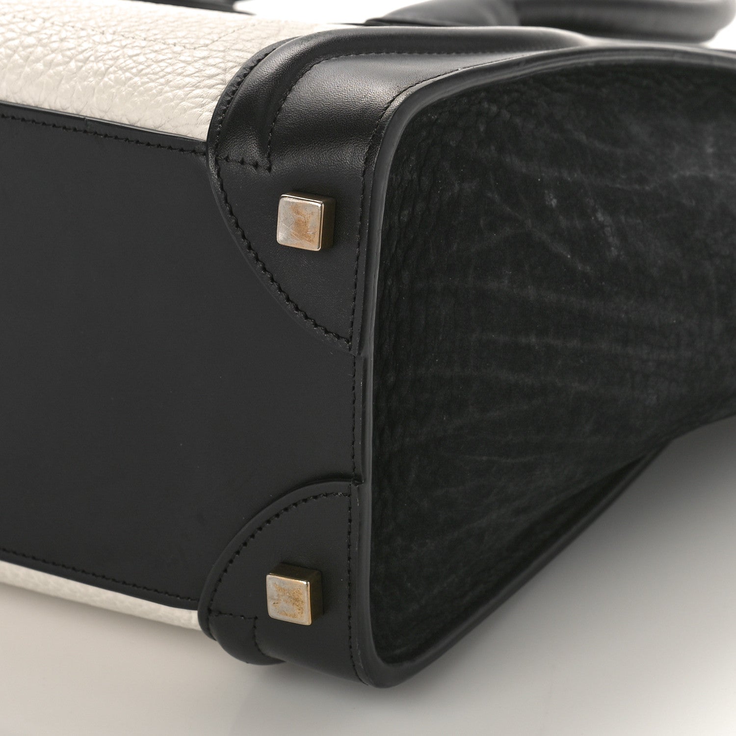 Celine Bullhide Calfskin Nubuck Bi-Color Luggage Black White 8 of 8