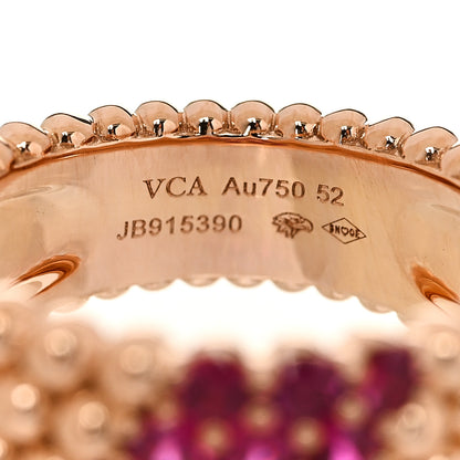Van Cleef & Arpels 18K Rose Gold Ruby Perlee Coleurs 5 Row Ring 52 6 4 of 5