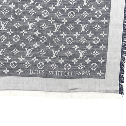 Louis Vuitton Wool Silk Monogram Denim Shawl Black 2 of 3