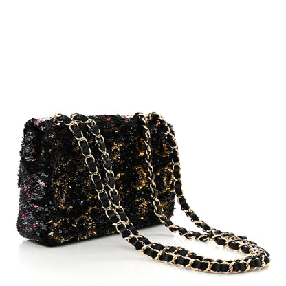 Chanel Sequin CC Small Single Flap  Black Multicolor 3 of 11
