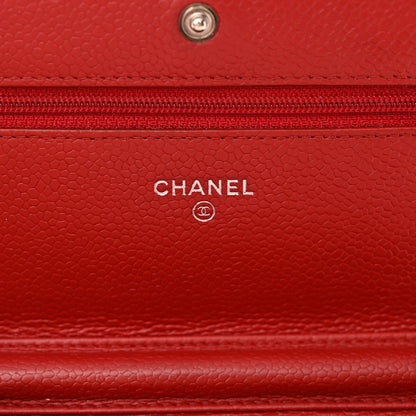 Chanel Caviar Quilted Wallet on Chain WOC Red 6 of 11