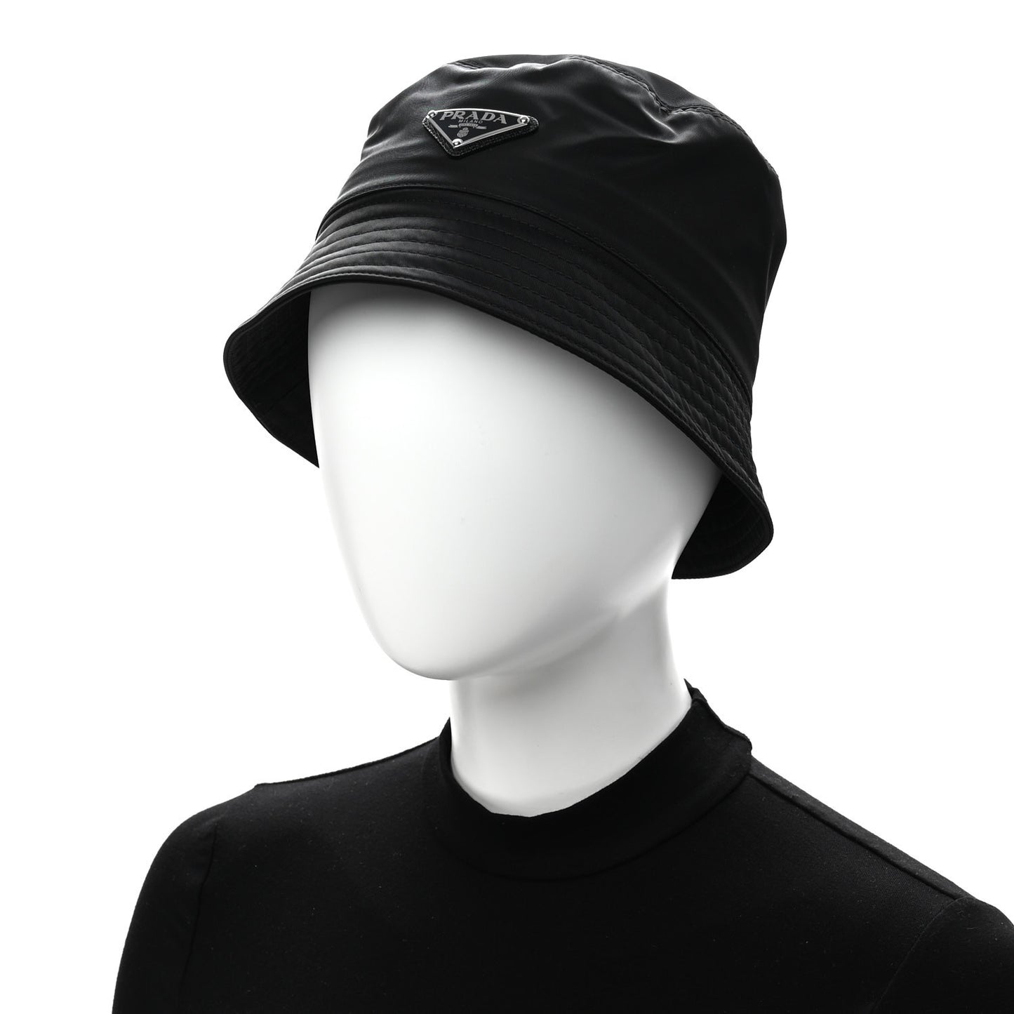 Re-Nylon Metal Triangle Logo Womens Bucket Hat S Black