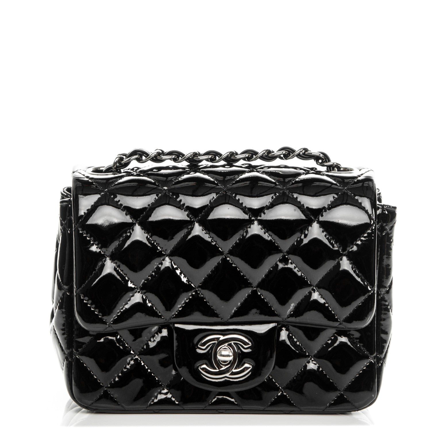Chanel Patent Calfskin Quilted Mini Square Flap Black 1 of 7