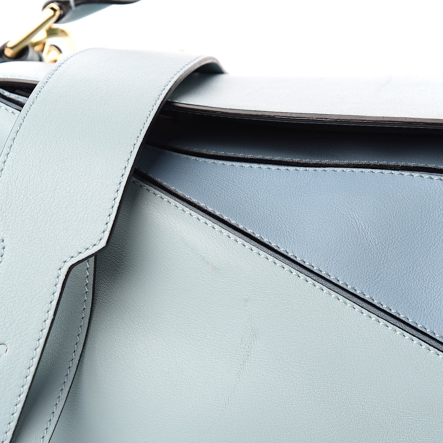 Calfskin Medium Puzzle Bag Aqua Light Blue Stone Blue