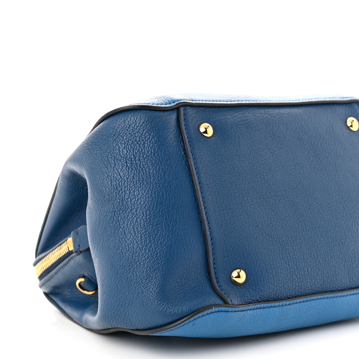 Goatskin Madras Bi-Color Bowling Bag Cobalto Marea