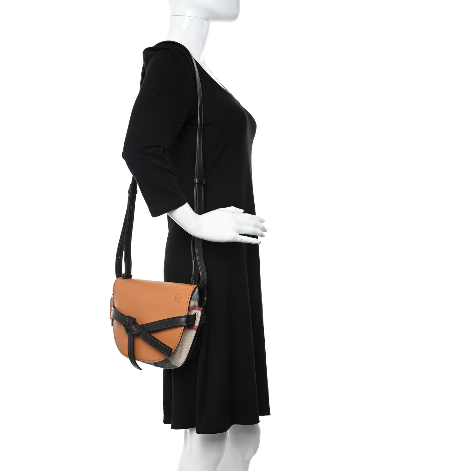 Loewe Calfskin Felt Small Gate Crossbody Bag Amber Black Multicolor 2 of 10