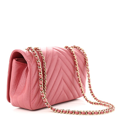 Chanel Calfskin Chevron Quilted Statement Flap Pink 3 of 10