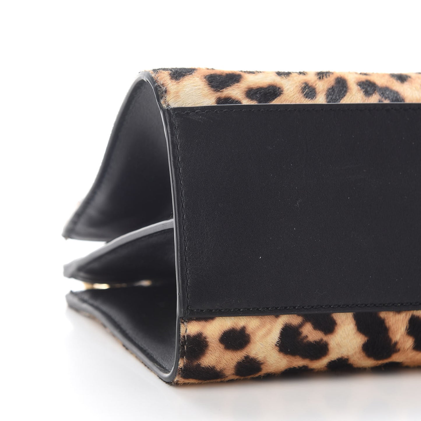 Calf Hair Bamboo Web Leopard Print Mini Nymphaea Top Handle Bag