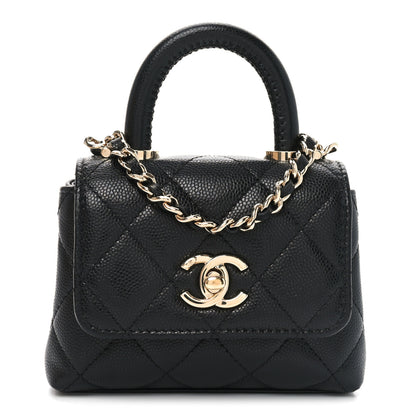Chanel Caviar Quilted Nano Coco Handle Clutch With Chain Black 1 of 11