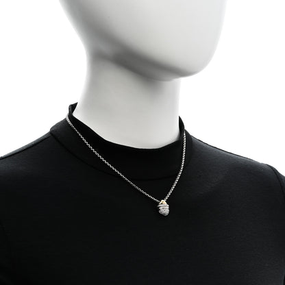 David Yurman Sterling Silver 18K Yellow Gold Diamond Acorn Pendant Necklace 2 of 6